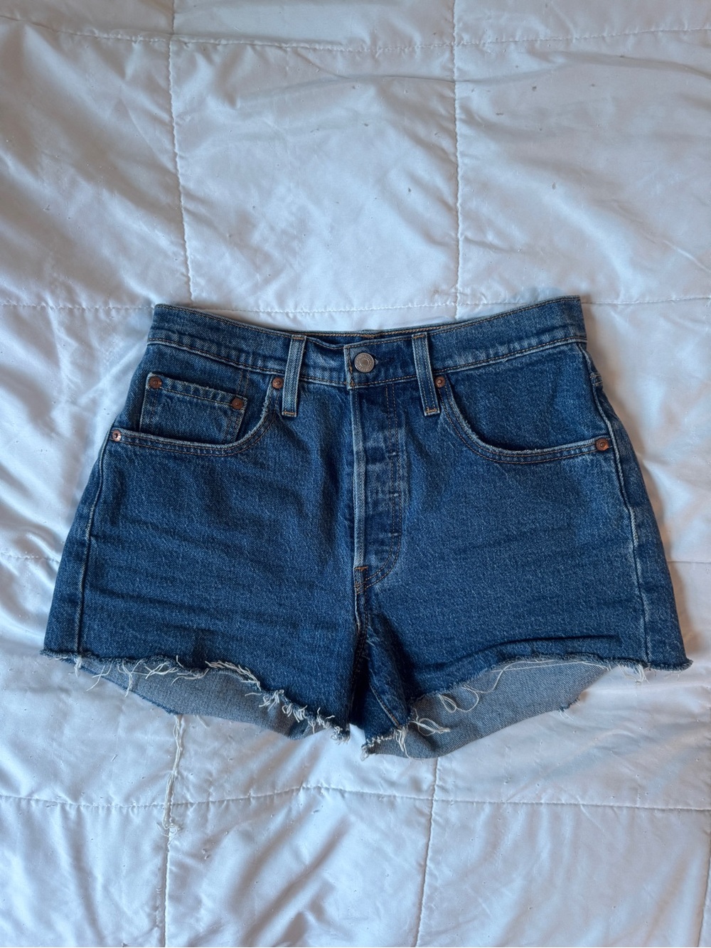 Levi's Blue High-Rise Cutoff Denim Shorts